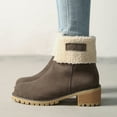 thumbnail image 6 of Winter Boots for Women Comfortable Pull on Suede Mid Calf Boots Zipper Stacked Heel Ankle Booties, 6 of 9