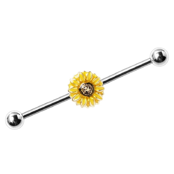 Industrial Barbell 316L Surgical Steel Bar Sunflower 1 1/2