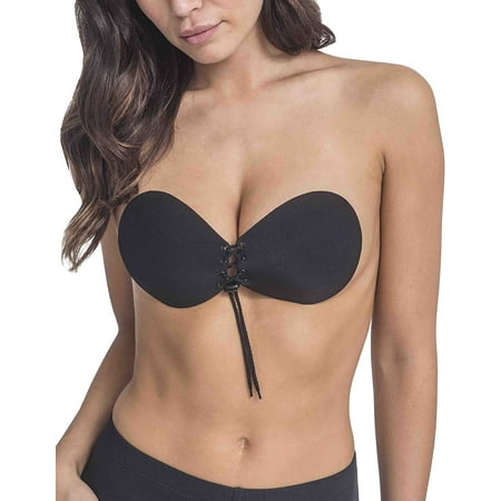 Maidenform Lace Up Adhesive Bra Bra , S D Black