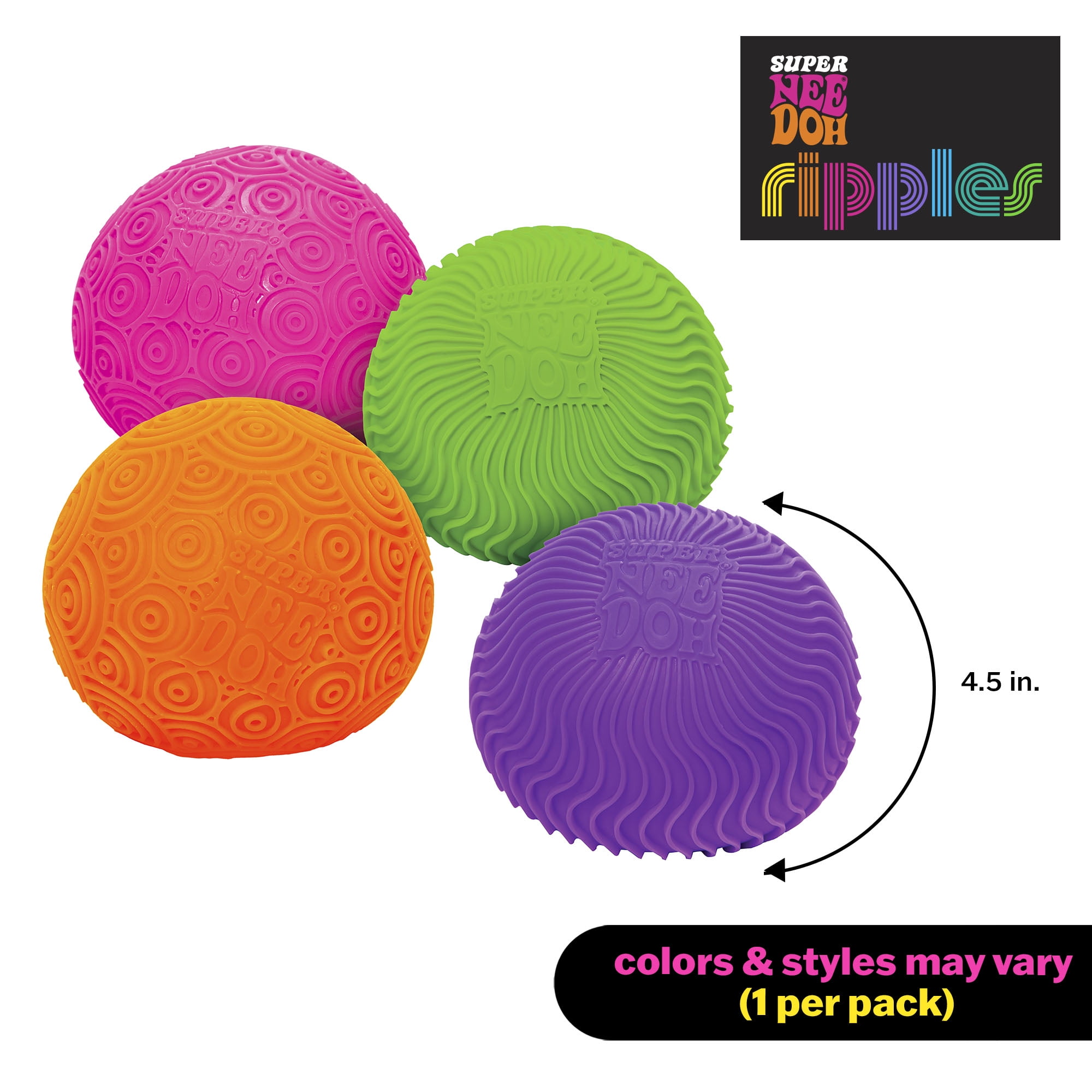 NeeDoh, Super Ripples Fidget Ball - Rubber, Novelty Toy, (1 Piece, Color May Vary), Children Ages 3+
