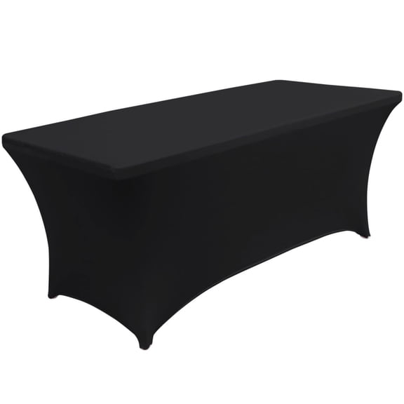 Spandex Tablecloth for 6ft Folding Tables and Non-Folding Tables, Rectangular Table Cover for Event, Wedding, Banquet & Parties, Tight, Washable & Wrinkle Resistant, 72Lx30Wx30H Inch (Black, 1 Pack)