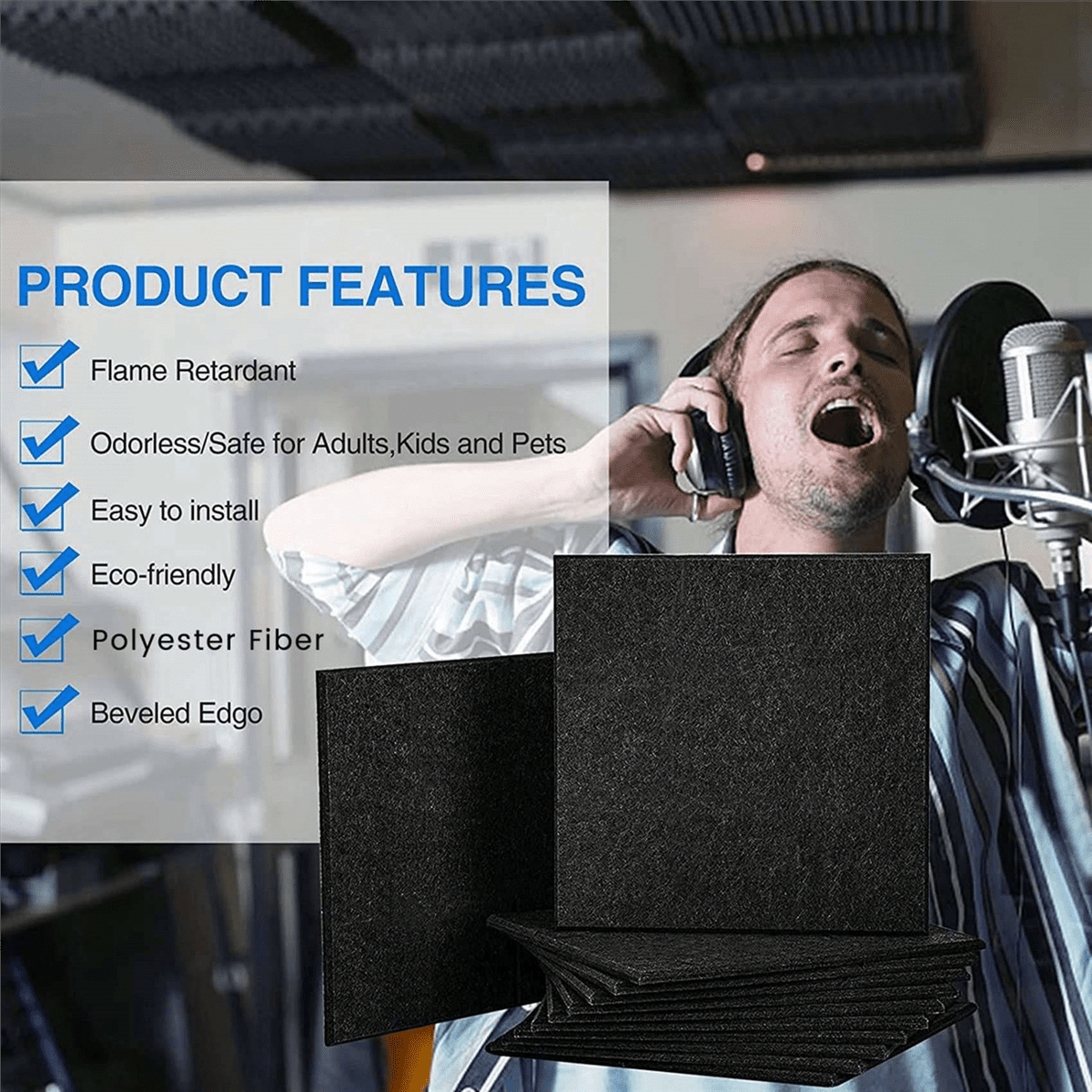 20Pack Sound Proof Panels for Walls,Self-Adhesive Acoustic Panels 12x12x0.4In for Recording Studio,Office,Home,B