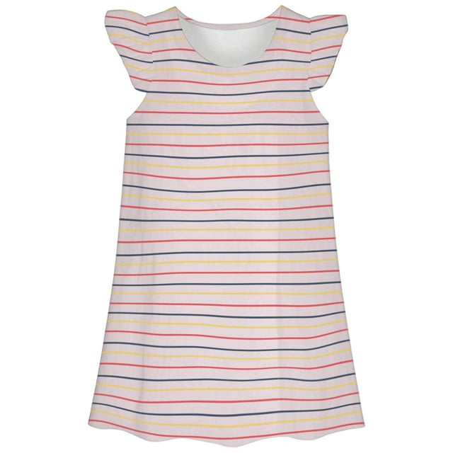 LYHaoo Robe de Nuit d'Été pour Filles, Mignonne à Rayures Imprimées, Manches Courtes, Tenue de Détente Décontractée pour Tout-Petits et Enfants de 3 à 10 Ans, Tenue d'Intérieur Confortable, Ensemble de Pyjama pour Filles 9-10 Ans