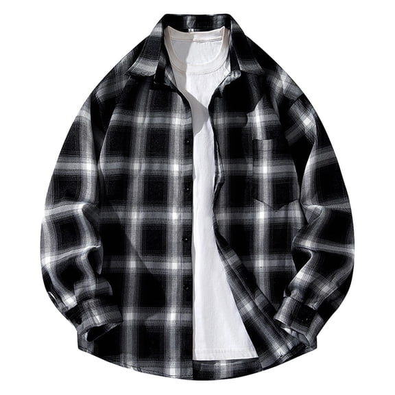 Luvrsol Shirts for Men Long Sleeve Button Down Casual Plaid Hooded Jacket, M-3XL
