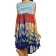 thumbnail image 4 of Sakkas Nora Sleeveless Embroidered Short Tie Dye Caftan Dress / Cover Up - Light Blue - One Size, 4 of 5