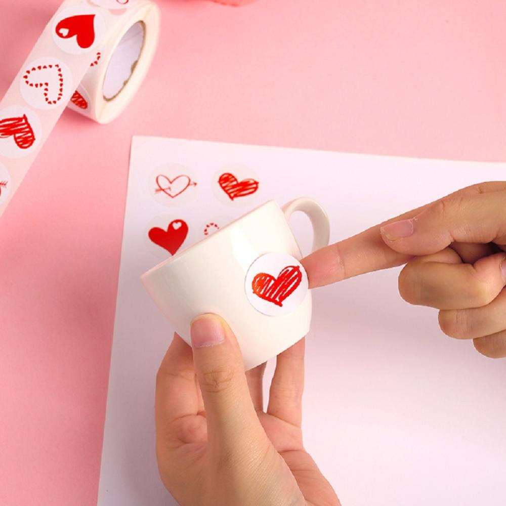Esaierr Heart Roll Stickers Colorful 2 Rolls Love Label Self-Adhesive Stickers