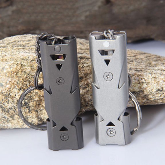 Opolski Stainless Steel Emergency Lifesaving Whistle Double Tube SOS Survival Kit Tool