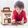 thumbnail image 2 of JIhuahe Safe Deposit Money Box for Kids, Children's Large Storage Bank with Lights, Music, and Key, Large Storage Savings Piggy Bank for Educational Play,Brown, 2 of 6
