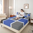 thumbnail image 4 of Feelyou Navy Grey Checkered Queen Sheet Sets, Square Abstract Flat Sheet, Modern Fashion Buffalo Queen Fitted Sheet, Lightweight Room Decor, 4-Piece, 4 of 7