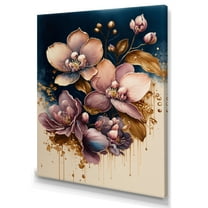 Designart Burgundy And Blue Orchid Bunch I Canvas Wall Art