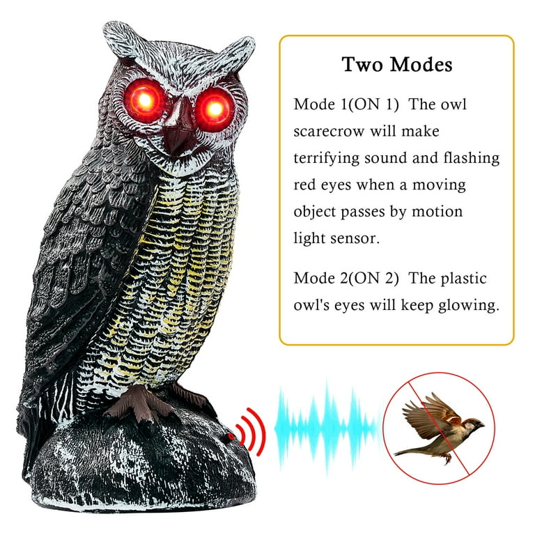 Solar Powered Owl Hunting Decoy Bird Scarer Deterrent Pest, 55 OFF