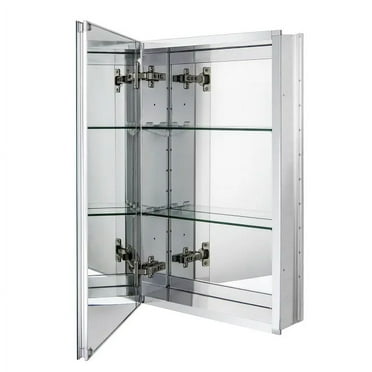 Fundin Aluminum Medicine Cabinet with Beveled Edge Double Sided Mirror Door, Recess Mount Only, 15 x 24 Inch