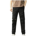 thumbnail image 3 of Yaoyar Men's Cargo Pants Slim Fit Elastic Waist with Multiple Utility Pockets Solid Color Casual Streetwear Trousers Mens Long Pants,M,Black, 3 of 3