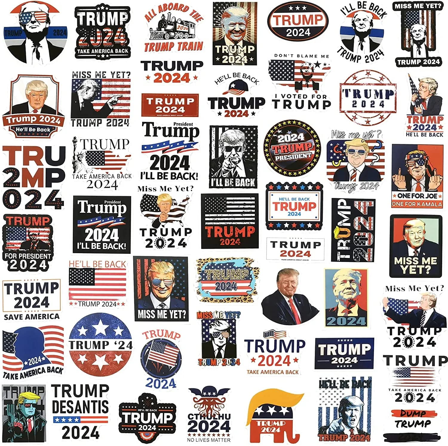 100 Pack Donald Trump 2024 Stickers, Bumper Sticker, Laptop, Phone, Car