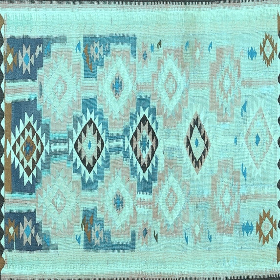 Ahgly Company Indoor Square Southwestern Light Blue Country Area Rugs, 6' Square
