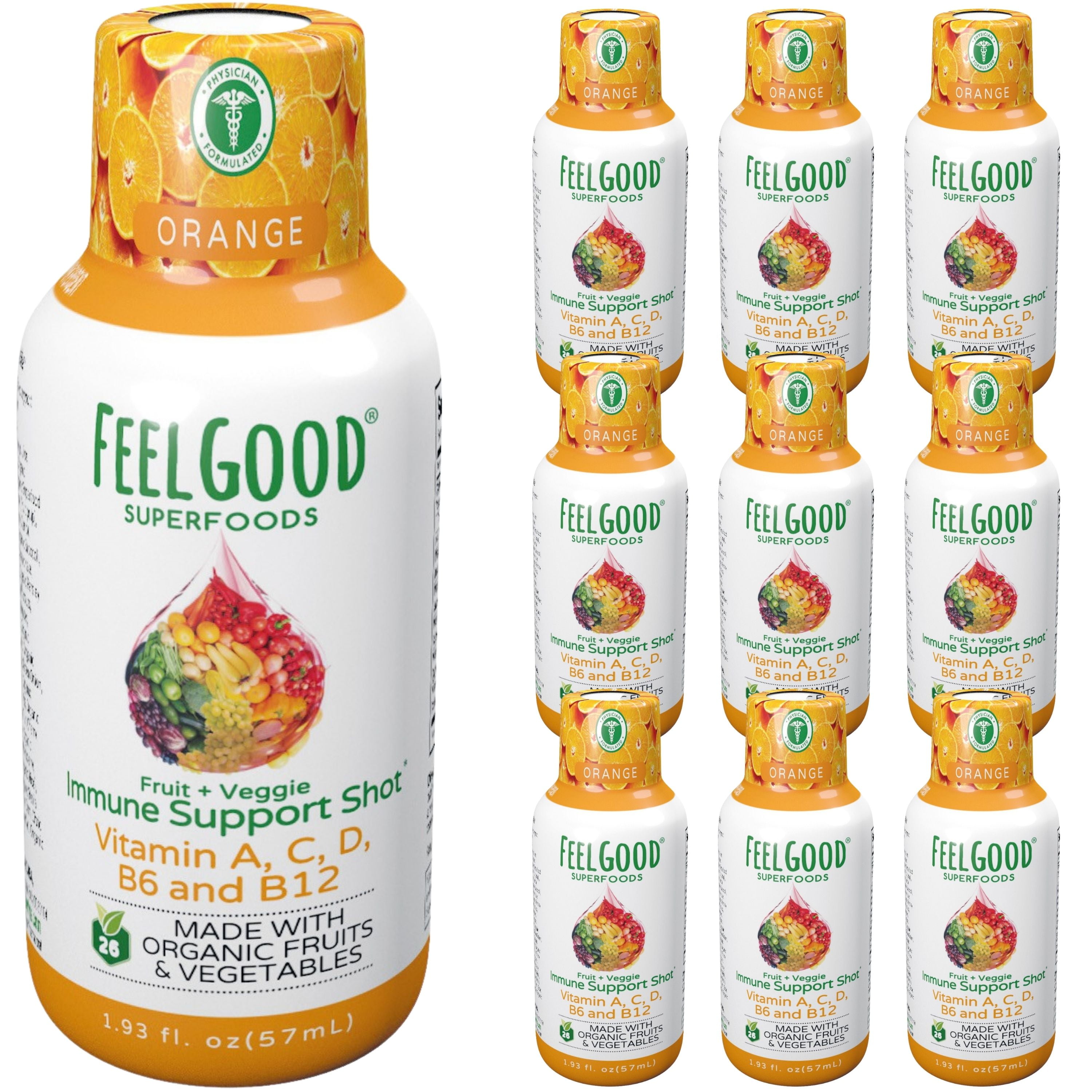 FeelGood Superfoods Immune Support Shot Supplements 26 Fruits and
