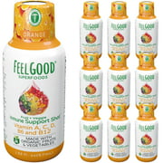 FeelGood Superfoods Immune Support Shot Supplements 26 Fruits and Vegetables Vitamins, Orange Flavor, Pack of 10