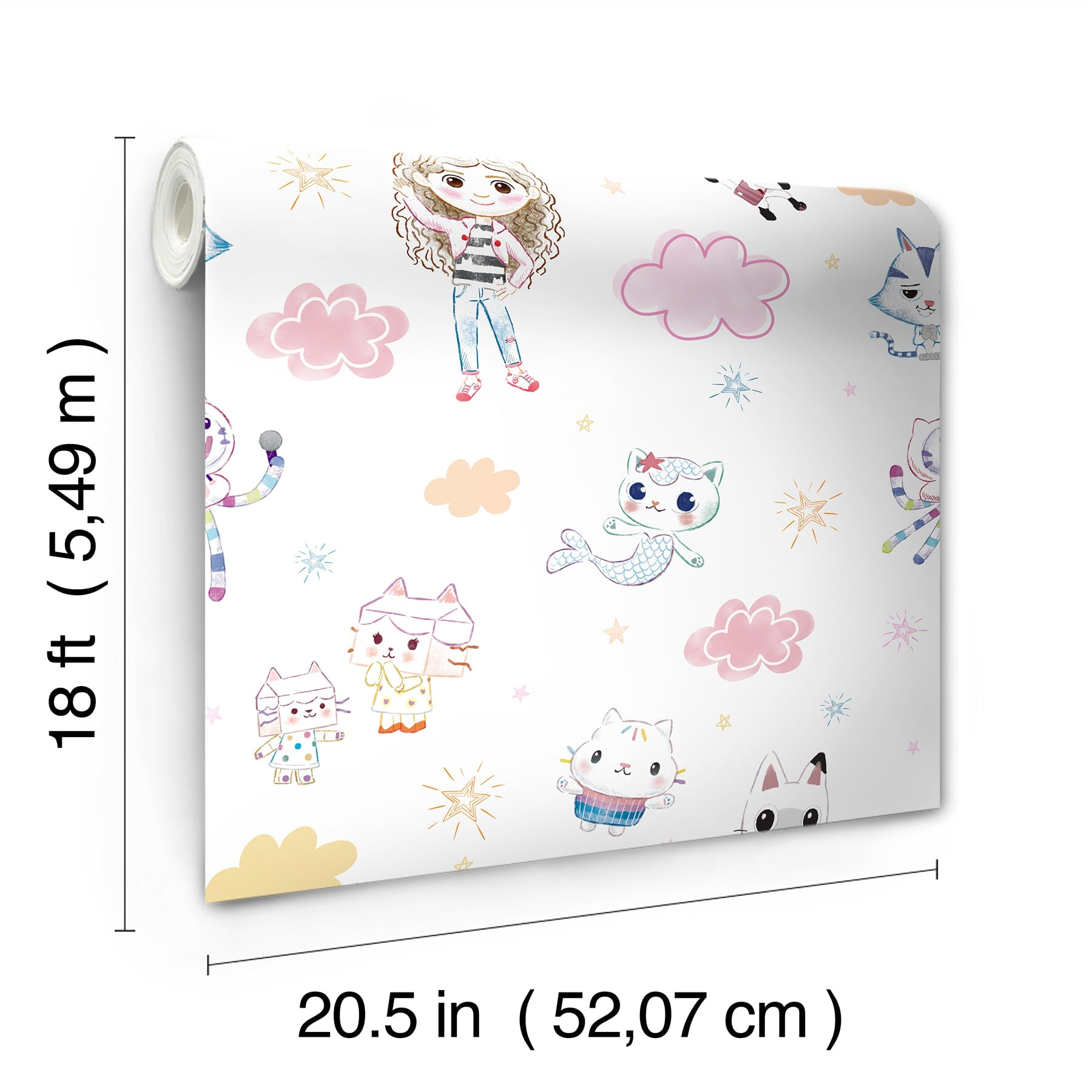 DreamWorks Gabby's Dollhouse Sketch Characters Peel and Stick Wallpaper by RoomMates