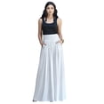 thumbnail image 1 of KOH KOH Long Flowy Cute Modest High Empire Waist Full Floor Length Pockets Casual Semi Formal Vintage Work Office Workwear Maxi Skirt For Women Ivory White X-Small US 2-4 NT325, 1 of 7