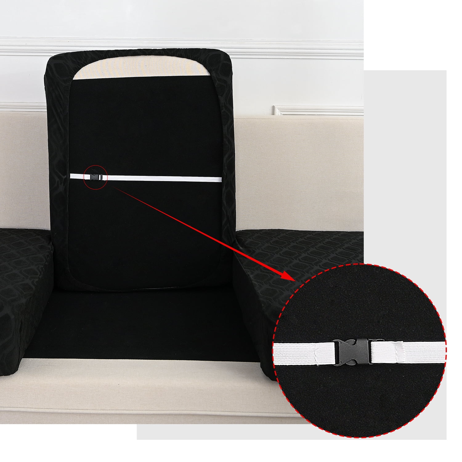 Topchances 6Pcs Patio Cushion Covers, Stretch Outdoor Water Resistant Sofa Cushion Cover Replacement for Patio Furniture Protector (Black)