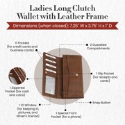 391106 Long Leather Clutch Wallet with Leather Frame in Oak Color | Style n Craft