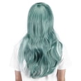 thumbnail image 3 of Pelucas onduladas y largas de pelo sintético para mujer, con flequillo, para fiestas, cosplay, 70 cm, color menta, 3 of 12