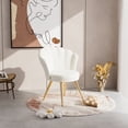 thumbnail image 7 of Velvet Accent Chair with Gold Metal Legs, Vanity Chair for Makeup Room, Upholstered Guest Chair for Living Room, Side-Chair for Bedroom, White, 7 of 7