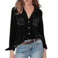 thumbnail image 6 of Purcolt Velvet Tops for Women Sequin Womens Sparkly Shirts Blouses Button Down Long Sleeve Top Festival Luxury Outfits, 6 of 9