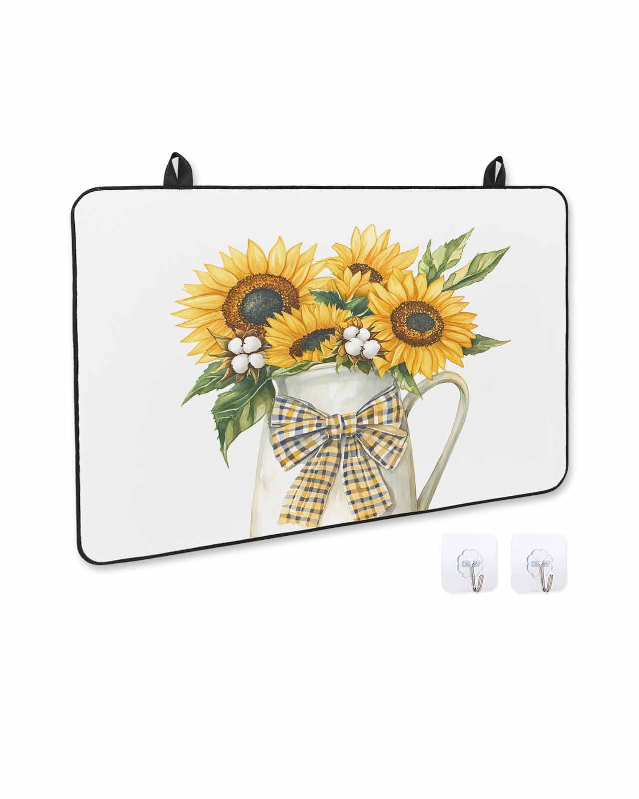 nqOlkjepod Large Induction Cooktop Protector Mat 31"x24", Summer Sunflowers Stove Top Covers for Electric Stove, Spring Botanical Flowers Floral Bow Stove Burner Cover Mats, Glass Top Stove Cover