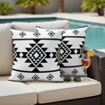 thumbnail image 4 of White Black Boho Outdoor Waterproof Pillow Covers, Southwest Ethnic Abstract Geometric Decorative Square Throw Pillowcase Sofa Cushion Sham for Patio/Couch/Chair, 24"x24" 2 Pack, 4 of 8