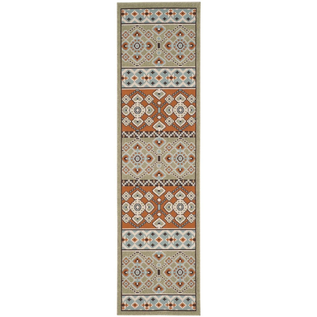 SAFAVIEH Veranda Moriah Southwestern Indoor/Outdoor Area Rug, 6'7" x 6'7" Square, Green/Terracotta
