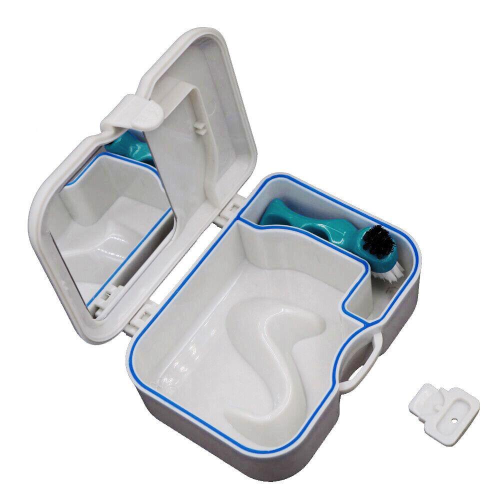 ForestYashe Denture False Teeth Storage Box Case with Mirror and Clean Brush Dental Applianc
