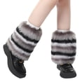 thumbnail image 1 of Liacowi Women Faux Fur Leg Warmers Fuzzy Striped Contrast Color Boot Cuffs Covers, 1 of 1