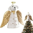 thumbnail image 2 of HCTSHG Christmas Tree Topper, Decorative LED Lighted Angel Dog Topper with Garland and Wings, Holiday Tree Ornament for Festive Decoration, 3.1x9.84 Inch, 2 of 8