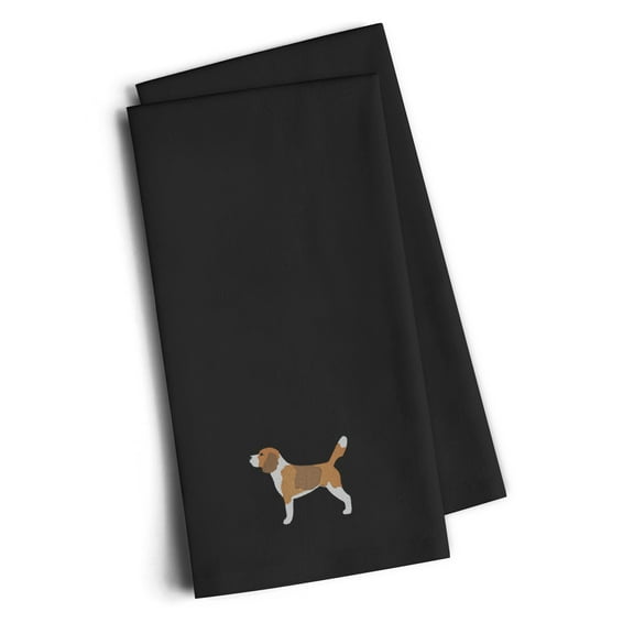 Beagle Black Embroidered Towel Set of 2