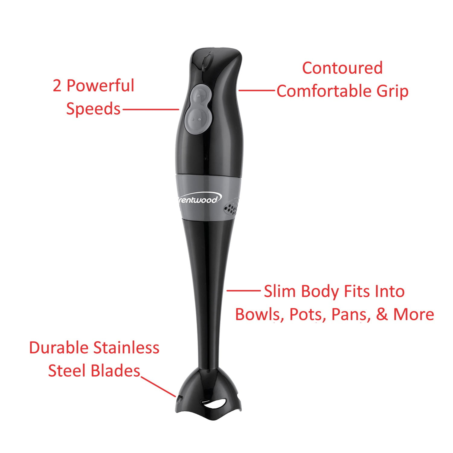 Brentwood 2-Speed Hand Blender, Black