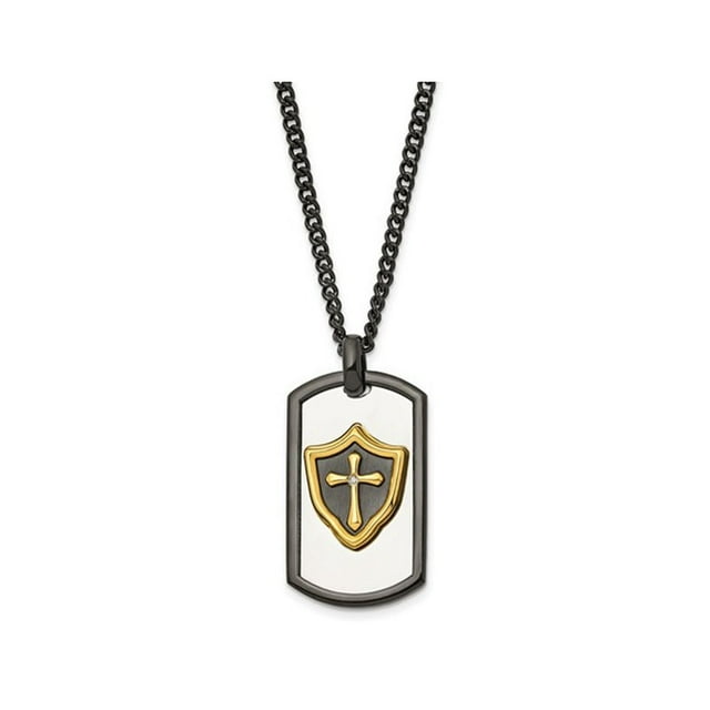 Collier Pendentif Étiquette Chien Héros en Acier Inoxydable pour Hommes avec Chaîne (24 Pouces)