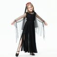 thumbnail image 7 of FEIFLY Child's Halloween Dark Gothic Long Dresses Gown Party Halloween Outfits Solid Color Festival Clothing, 7 of 7