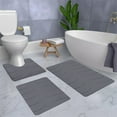 thumbnail image 5 of Sahpxhe Bathroom Rugs Set of 3, Soft Absorbent Non-Slip and Easy To Dry Bath Mat with U-Shaped Toilet Rug 16x24in/16x20in/15x17in Dark Gray, 5 of 6