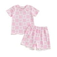 thumbnail image 1 of IFNWSV Ensembles d'Été pour Garçons Mode Enfant Décontracté Manches Courtes Col à Revers Ensembles Col Bouton Imprimé Shorts Ensembles 12 Mois, 1 of 2