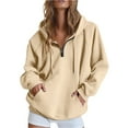 thumbnail image 3 of NMMUED Quarter Zip Pullover Women, Workout Hoodie, Womens Hoodies Pullover, Pullover Hoodies, Travel Jacket, Beige L, 3 of 9