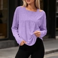 thumbnail image 2 of Loopsun Womens Long Sleeve Fall Tops Fashion Solid Off Shoulder Crew Neck Sports Casual T Shirt, 2 of 5