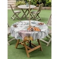 thumbnail image 2 of Round Outdoor Tablecloth With Umbrella Hole And Zipper– Orange Fall Thanksgiving Pumpkin Waterproof Patio Table Cover for Party, Picnic, Backyard, 60" Dia. , Vintage White Wood Textured, 2 of 8