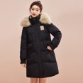 thumbnail image 3 of Abrigo de invierno para mujer, chaqueta acolchada con cordón en la cintura, ropa de abrigo coreana dulce, chaqueta de plumón de nieve gruesa y cálida con cuello de piel grande, 3 of 5