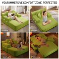 thumbnail image 6 of FFH 60" Chaise Lounge Chair Indoor, Convertible Sleeper Sofa Bed with Storage Pockets, Plush Corduroy Floor Lazy Sofa, Frameless Design, Matcha Green, 6 of 12