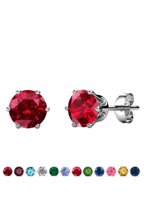 January Birthstone 18k White Gold Plated Women's Stud Earrings 1ct Swarovski Crystal
