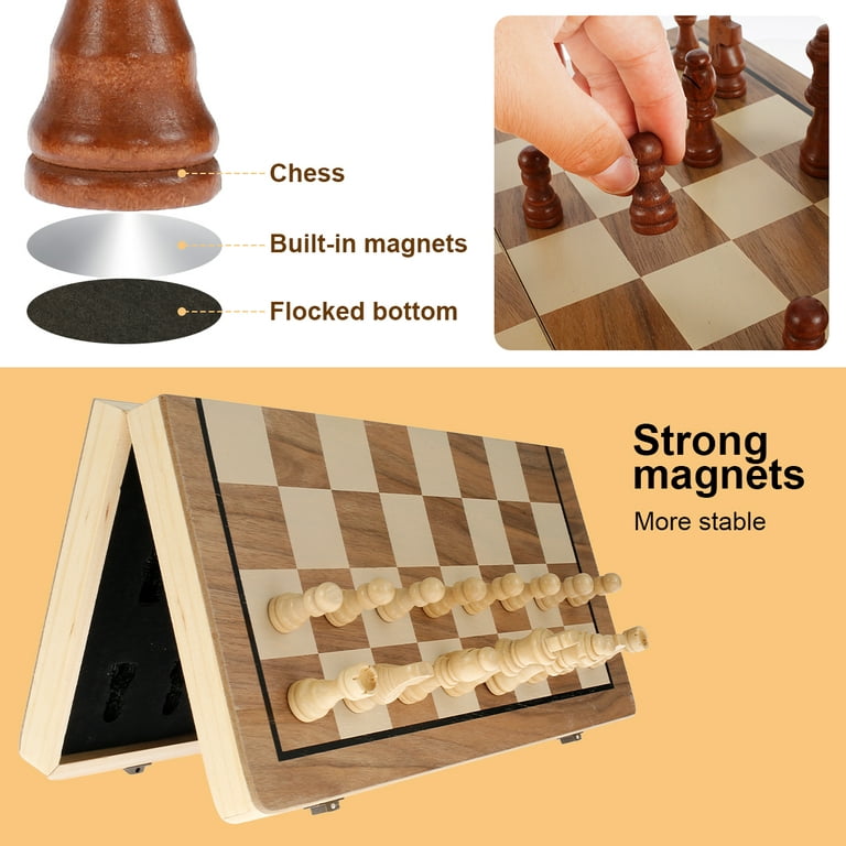  BCBESTCHESS Handmade Magnetic Wooden Folding Chess Board with  Extra Queens & Storage for Chessmen (16x16 Inches) : Toys & Games