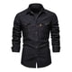 thumbnail image 1 of Camisas De Mezclilla Casual Con Solapa Para Hombre, 1 of 8