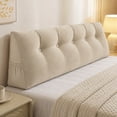 thumbnail image 3 of Triangular Headboard Pillow for Twin Dorm Bed, Wedge Backrest Bolster Cushion 31.5x19.6x7.8 Inch with Side Pockets, Long Back Support Pillow for Sitting in Bed Reading College Dorm, 3 of 7