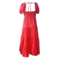 thumbnail image 5 of Vestido informal floral para mujer con bajo acampanado - Vestido A-line sin espalda con mangas abullonadas, ropa para vacaciones de verano, tallas S-XXL, largo 122-132 cm, 5 of 5